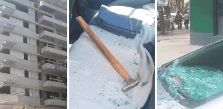 Iban en auto y les cayó un martillo del cielo