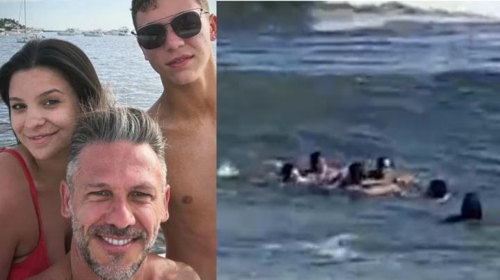 Martín Demichelis y sus hijos, rescatados por guardavidas