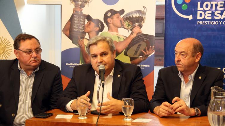 Farías, Alvarez y Micozzi, durante la presentación oficial realizada en Casa de Gobierno.