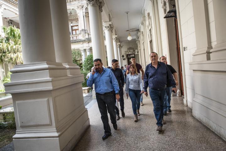 Claudio Leoni a la salida de Casa de Gobierno, tras la nueva reunión paritaria.