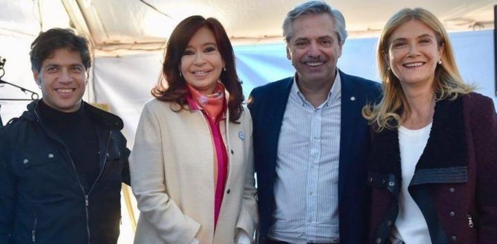 Axel Kicillof, Cristina Kirchner, Albertto Fernández y Verónica Magario.