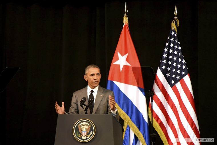 El presidente estadounidense en el Gran Teatro Alicia Alonso de La Habana.