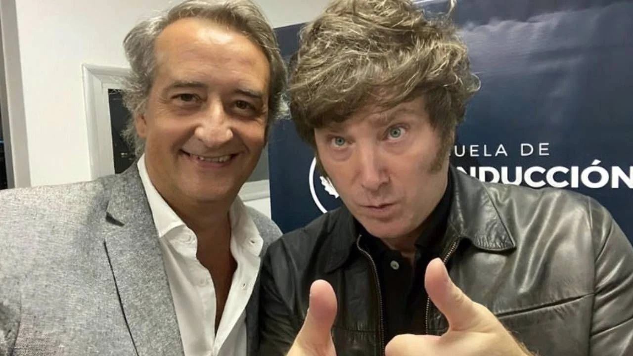 Milei junto a Nicolás Mayoraz, el candidato de LLA.