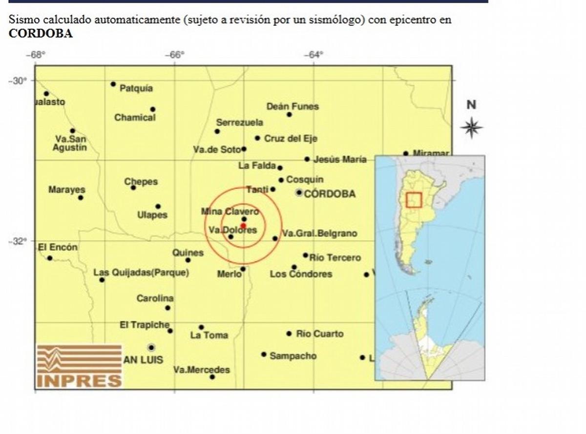 Un temblor sacudió el Valle de Traslasierra en Córdoba