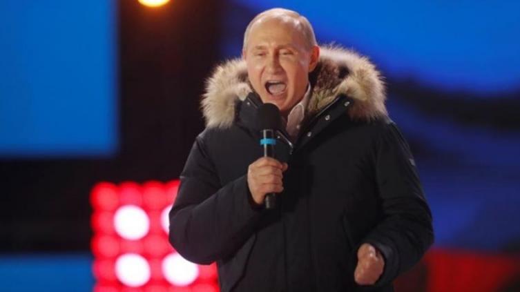 Putin, durante un discurso tras conocer los resultados, en Moscú.